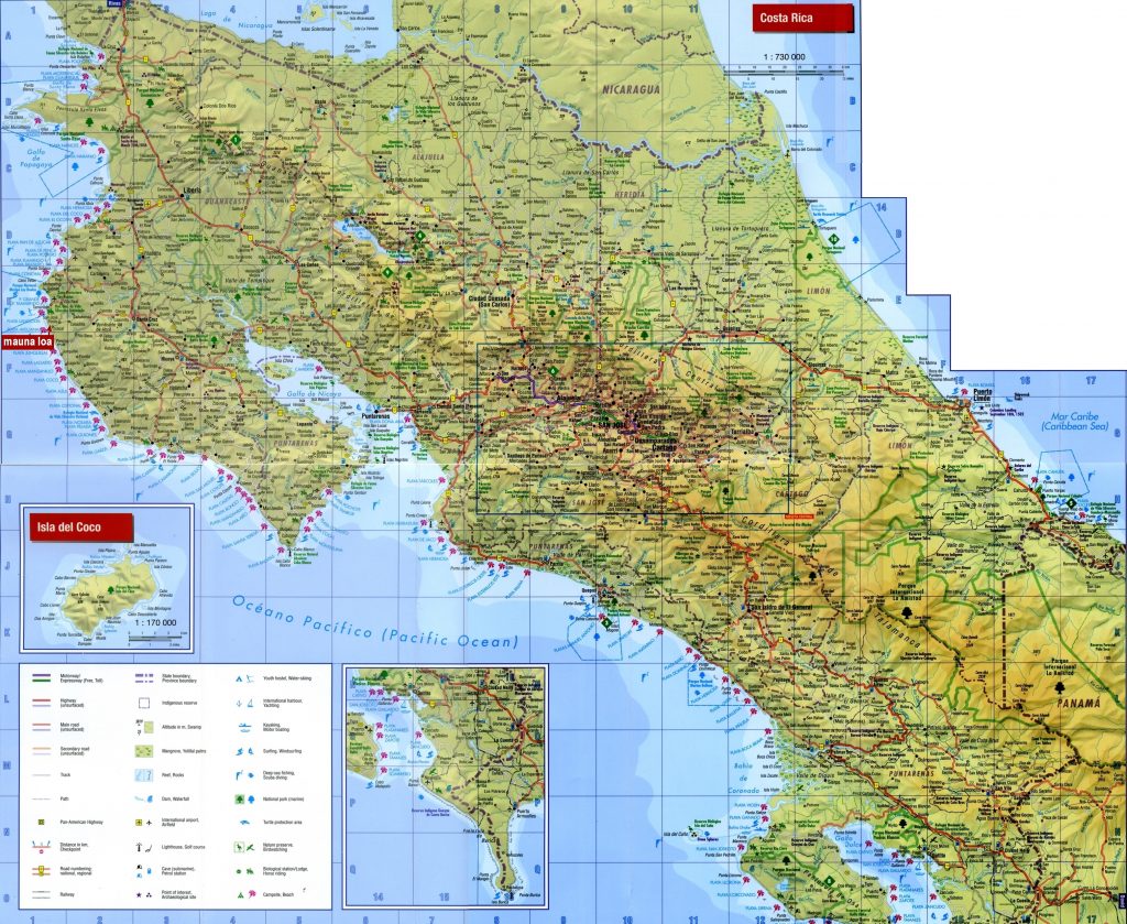 Costa Rica Map (towns and cities)